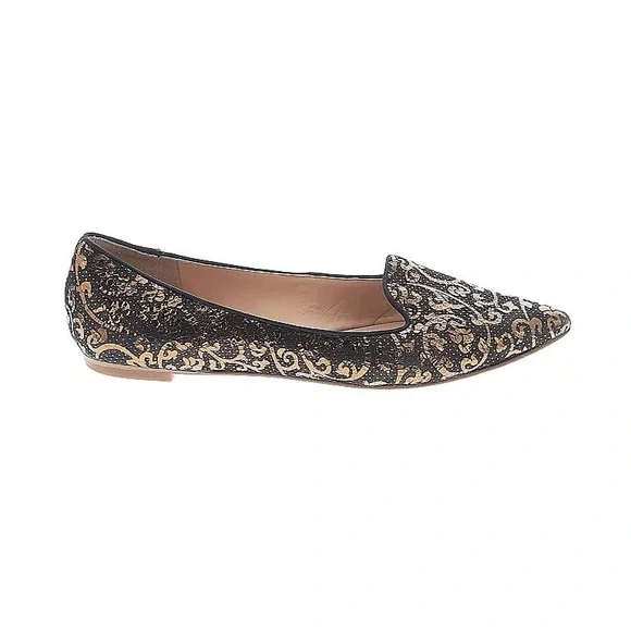 belle by sigerson Morrison Black metallic brocade size 7 Flats NWT - Picture 2 of 12